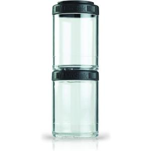 BlenderBottle GoStak Twist n' Lock Storage Jars, 150cc 2-Pak, Black