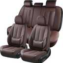 Coverado Car Seat Covers Full Set, Seat Covers for Cars, Car Seat Covers Front Seats and Back, Brown Car Seat Protector Waterproof, Nappa Leather Car Seat Cushion Fit for Most Cars