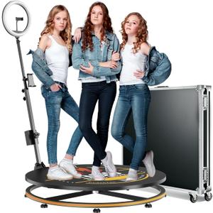 JIYANG 360 Photo Booth Machine with Flight Case,360 Photo Booth Machine for Parties with Chacktok VIP,Software APP Remote Automatic Slow Motion Rotating 360 Video Camera Booth for 3-5People(31.5"-CD)