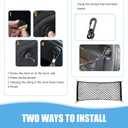 Car Rear Cargo Net, Adjustable Elastic Trunk Storage Organizer Net, 35.43" x 11.81" Double-layer Storage Net with Hooks, Universal Automotive Interior Accessories for Most Cars (Black)