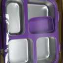 Stainless Steel Bento Box for Kids Adults with Silicone Container, Leak Proof 4 Compartments Metal Lunch Box, Removable Silicone Seal & Clear Lid Food Container for School Office, BPA-Free(Purple)