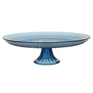 FORTESSA Jupiter Beaded Hobnail Glass Vintage Themed Glass Serveware, Large 13 Inch Vintage Cake Stand, Dishwasher-Safe, Cornflower Blue