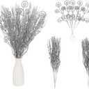 20PCS Glitter Artificial Curly Berry Stems Ornaments Fake Christmas Candy Picks Decorative Glitter Sticks Branches Combo Set for Xmas Tree Wreath Crafts Vase Filler Home Decor (Silver)