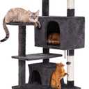 54-inch Cat Tree with Sisal-Covered Scratching Posts, Sturdy Standing Cat Tower for Indoor Kittens, Multi-Level Platforms, Perches, Condo and Hanging Ball for Cats to Play and Sleep (Grey)