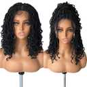 X-TRESS dry box Braided Faux Locs Wigs for big head Black Women Embroidered Full Lace Front Braided Wigs with less Baby Hair 14 Inch Black Color Synthetic Lace Front Wig Braid Hair Short Twist Wig