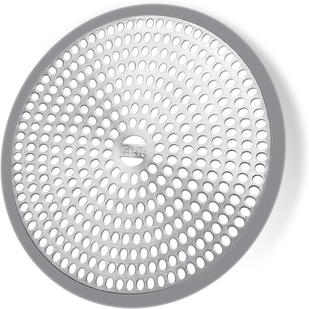 LEKEYE Shower Drain Hair Catcher/Strainer/Stainless Steel and Silicone (Gray)