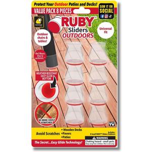 Ruby Sliders Outdoors AS-SEEN-ON-TV Premium Chair Covers Protect Outdoor Patios & Decks, Prevents Scratches, Stretchable, Fits Smaller Furniture Leg Sizes & Most Shapes, 8 Count(Pack of 1)