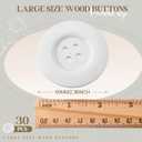 MTLEE 30 Pieces Large Size Wood Buttons 2.36 Inch Round Sewing Button 4 Holes Large Buttons for Crafts Sewing Wooden for DIY Clothing Bag Decoration Supplies(White)