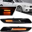 2Pcs Amber F10 LED Dynamic Sequential Blink Side Marker Light for BMW 5-Series F10/F11 2011 2012 2013 Front Fender Indicator Turn Signal Lights Smoked Lens