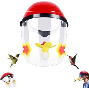Hummingbird Feeder Helmet | Hands-Free Outdoor Bird Feeder | 3 Spill-Resistant Ports | Adjustable Headband | Lightweight & Durable PVC, Yellow