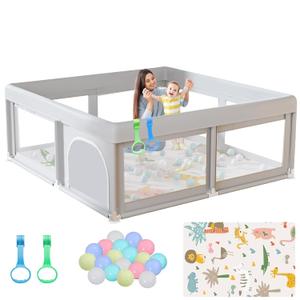 Hiaksedt Baby Playpen with Mat and Ocean Balls Small Playpen for Babies and Toddlers 50 x 50 inch Baby Fence Playards
