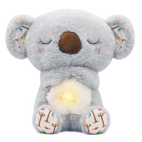 Breathing Stuffed Animal, Mush Plushies for Anxiety and Sleep, Four Gear Adjustment, Volume Control, Rhythmic Breathing Motion with Music Lights, for Newborns 0+ Months