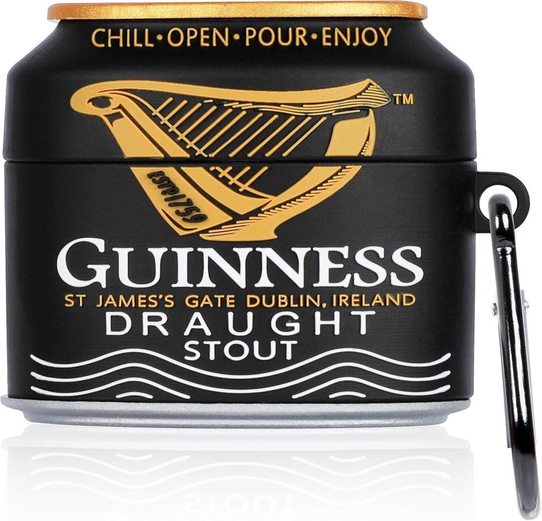 Oqplog for AirPod Pro 2019/Pro 2 Gen 2022 Case Food Design Cover for AirPods Pro Silicone Cases Air Pods Pro Cute Funny Cartoon 3D Kawaii Fun Soft Cool Unique for Girls Boys Teen Girly (Guinss Beer)