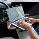360 Rotating Wood Car Tray & Desk for Laptop - Steering Wheel Cup Holder Table, Car Accessories for Women & Men, Compatible with Tesla Model Y/3/S, Ford F150/Explorer/Maverick & Most Vehicles