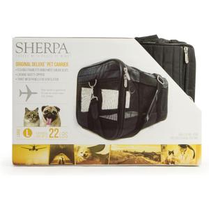 Sherpa Original Deluxe Travel Pet Carrier, Airline Approved - Black, Large (19.0"L x 11.8"W x 11.5"H) Sherpa Original Deluxe Travel Pet Carrier, Airline Approved - Black, Large (19.0"L x 11.8"W x 11.5"H)