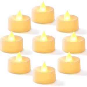 Homemory 100-Pack Flameless LED Tea Lights Candles Battery Operated, 200+Hour Fake Electric Candles TeaLights for Votive, Halloween, Ofrenda, Diya, Wedding Centerpiece Table Decor, Funeral, Christmas (Bright Amber Light, White Base)