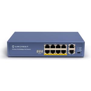 Amcrest 8-Port POE Switch Power Over Ethernet POE+ Switch with Metal Housing, 8-Ports POE+ 802.3at 96w + 2-Port Uplink (AMPS9E8P-AT-96)