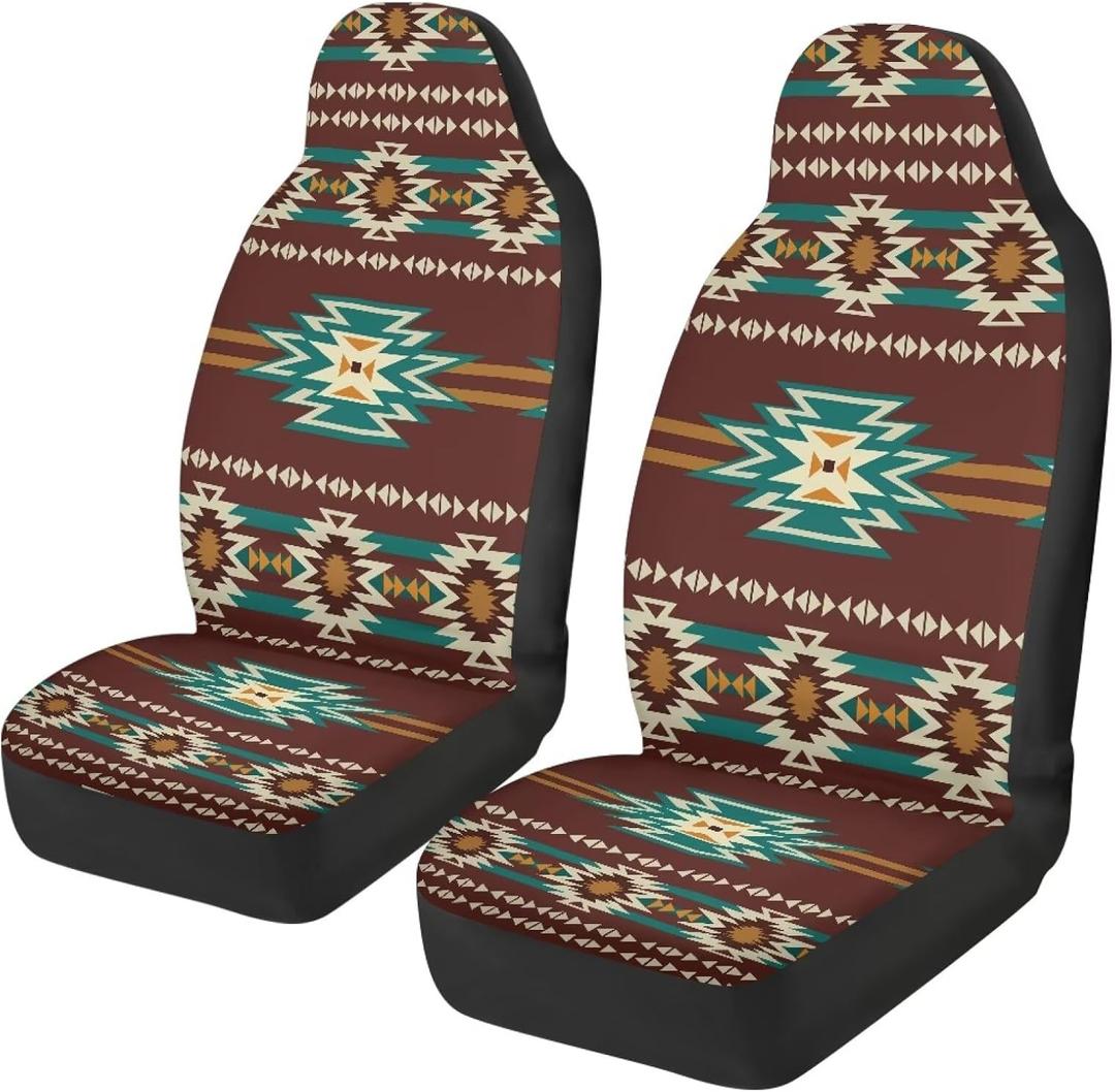Tribal Aztec Car Seat Cover 2 Pack Breathable Elastic Polyester Car Seat Covers for Front Seats Soft Easy to Installation Universal Size Fit for Most Cars SUV