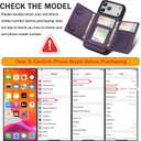 for iPhone 17 pro max Wallet Case, 2-in-1 Detachable Phone Case, Card Holder RFID Blocking, Fashionable Faux Leather Card Slot & Folding Design (Purple)