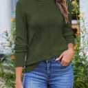 Zeagoo Women's Turtleneck Sweater Fall Winter 2026 Long Sleeve Chunky Knitted Trendy Pullover Tops (Green, M)