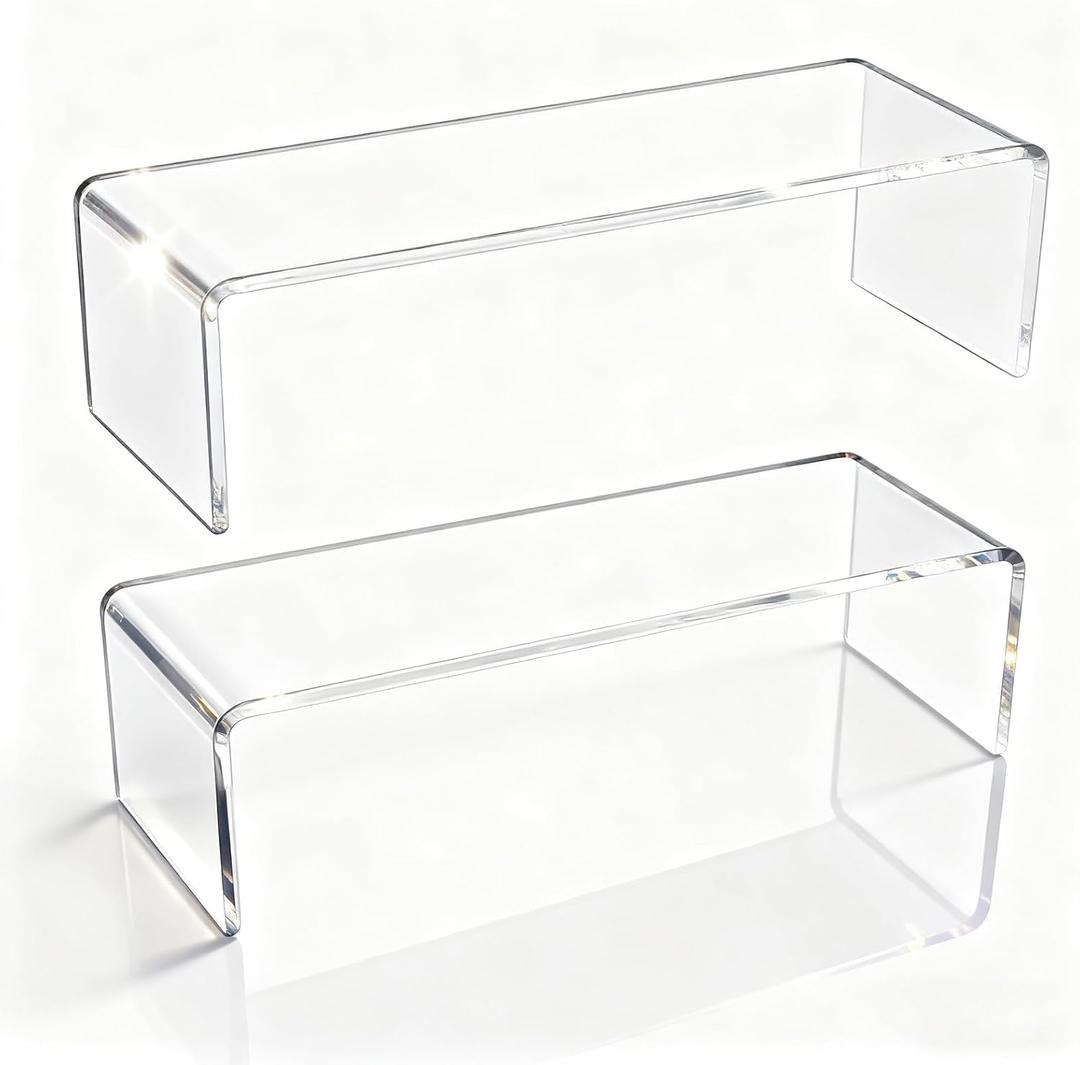 2-Pack Acrylic Medicine Cabinet Organizer, 11.4x3x3.7in Clear Bathroom Shelves with 2 Non-Slip Pads for Vanity & RV Storage (2 x 11.4x3x3.7in)