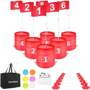 Golf Bucket Outdoor Yard Games, Golf Practice Toys for Family, Adults and Kids, Portable Golf Course for Backyard, Lawn, Park, Beach, Camping (6 Hole Course) (6 Hole Course)