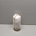 Glass Hurricane Candle Holders for Pillar Candles, Set of 2 (5" & 4" Wide) with Sturdy Glass Dome & Brass Base for Farmhouse, Shabby Chic Vintage Decor (Antique Brass)