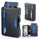 BESSIO Slim Wallet for Men - Minimalist Mens Wallet with Money Clip, Aluminum Pop Up Card Case and Leather Slots Credit Card Holder RFID Blocking Wallet for Men with Gift Box