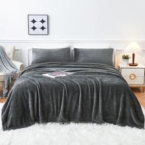 YIYEA Faux Fur Sheets, Luxury Ultra Soft Fleece Bed Sheets Set, Fluffy Plush Velvet Bedding for Fall Winter, Cozy Warmth, No Shedding, 4PC, Queen, Dark Gray