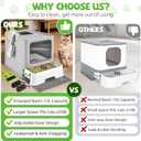 Cat Litter Box with Litter Mat, Foldable Extra Large Free in and Out/One-Way with Lid, Drawer Type Enclosed Kitty Litter Box,Odor Control Anti-Splashing Easy Cleaning (Light Grey)