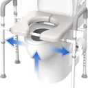 Raised Toilet Seat with Handles - Width & Height AdjustableToilet Seat Risers for Seniors, Heavy Duty Handicap Toilet Seat Riser, Fit Any Toilet, Up to 400lbs