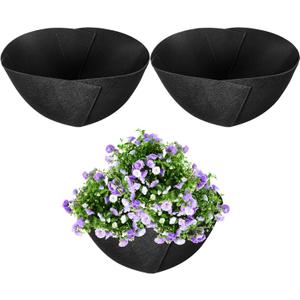Adnee 3 Pcs 16 Inch Fabric Planter Basket Liner-Felt Flower Pot Liners-Hanging Plant Basket Fiber Insert for Garden Wall Hanging Planter Flower Vegetables(Round)