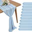 29x120 Inches 10 Pack Baby Blue 10Ft Chiffon Table Runner Sheer Chiffon Table Runner Romantic Boho Rustic Table Runner for Wedding Birthday Party Decor Bridal Baby Shower Table Decoration