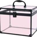 Crown Box, Clear Cosmetic Case, Acrylic Artists Display Case, Toiletry Train Case with Latches & Handle Large Capacity Acrylic Travel Makeup Tools Box for Vanity Dresser Bathroom Counter (Black-Pick)