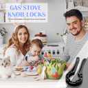 Gas Stove Knob Locks, Stove Knob Safety Covers for Child, Prevent Kids Pets from Turning on Stoves - Black-5 Pack
