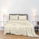 ROYALE LINENS 300 Thread Count 100% Long Staple Combed Cotton Sheet Set - 4 Piece King Bed Sheets - 1 Fitted, 1 Flat & 2 Pillow Cases - Soft Cool & Crisp Sheet Set (King, Ivory)