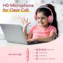 EarFun Kids Headphones Wired with Microphone, 85/94dB Volume Limit Headphones for Kids, Portable Wired Headphone with Shareport, Stereo Sound Foldable Headset for School/Tablet/iPad/Kindle Pink