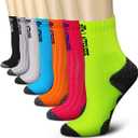 CHARMKING Compression Socks for Women & Men Circulation 15-20 mmHg is Best for Athletic Running Cycling Nurse Daily Wear (Small-Medium, 12 White/Orange)