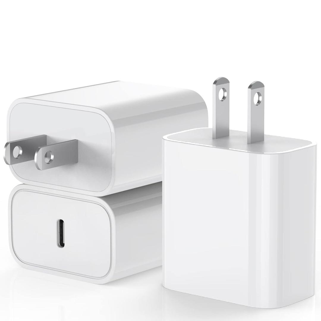 [3 Pack] USB C Charger Block, PD 3.0 USB C Wall Charger Power Adapter with iPhone Charger Block Fast Charging Block Plug Compatible with iPhone 14/13/12/11/X, iPad/iPad Pro/iPad Mini/iPad Air
