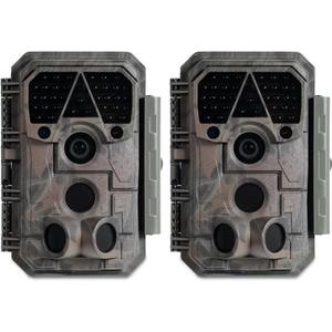 2 Pack (Non-Cellular, Non-WiFi) Trail Camera P70, 64MP 1296p, No-Glow IR Night Vision, Motion Activated, Waterproof, Game Camera
