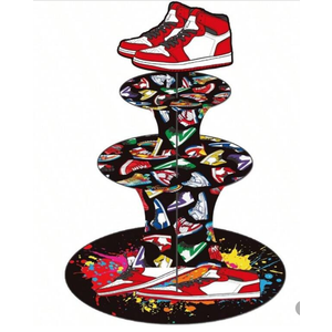 Sneaker Shoes Cupcake Stand Sneaker Birthday Party Decorations 3Tiers Basketball Shoes Theme Cupcake Tower Sneaker Cupcake Dessert Holder For Sport Theme Baby Shower Supplies