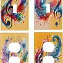 Decorative Art Light Switch Covers,1 Gang Single Duplex Outlet,Wall Plate,Switchplate Electrical Faceplate,Music,(4PACKS)