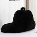 A Nice Night Faux Fur Reading Pillow Bed Wedge Large Adult Children Backrest with Arms Back Support for Sitting Up for Bedrest,Black