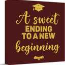 2026 Graduation Wood Box Sign for Graduate Gifts, Positive Quote A Sweet Ending to a New Beginning Wooden Box Block Sign for Grad Party Favors Supplies Tabletop Home, Maroon