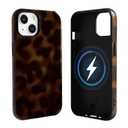 NITITOP Compatible with iPhone 15 Case Magnetic Compatible with MagSafe Cute Leopard Amber Aesthetic Tortoise Design for Women Men Girls Soft TPU Shockproof Protective Cover - Brown