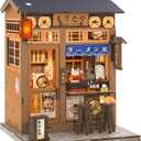 Cutefun Book Nook Kit - DIY Miniature House Kit for Adults, Japanese Tiny House Building Kit with LED, Dollhouse Kit Bookshelf Insert Decor Creative Gifts for Teens and Beginners (Morita Ramen)