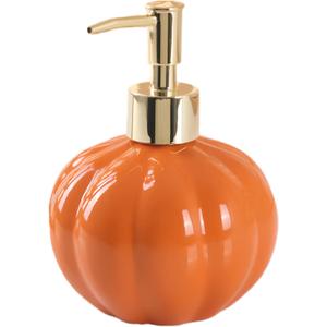 Pumpkin Shaped Ceramic Soap Dispenser, Refillable Lotion Soap Bottle, Pumpkin Decoration Bathroom Accessories, Orange Bathroom Fall Decor,Bathroom Organizer for Countertop (Orange)