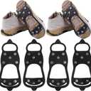 2 Pairs Non Slip Gripper Spike Ice Traction Cleats Walk Traction Cleat Durable Ice Snow Grips for Shoes, Boot with 8 Steel Studs Crampons, Medium: Women (7-10) / Men (5.5-8.5)