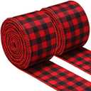 Boao 2 Rolls 2.5 Inch Wide Red Black Buffalo Plaid Ribbon Christmas Wired Ribbon for Christmas Tree Wreath Gift Wrapping, 39.3 ft