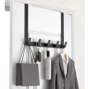 KitchLife Long Over The Door Hooks Hanger with 15.75" Extended Arms, Fits 1 3/8" Doors, L40U - Bathroom Accessories and Towel Rack Organization - 1 Pack, Matte Black